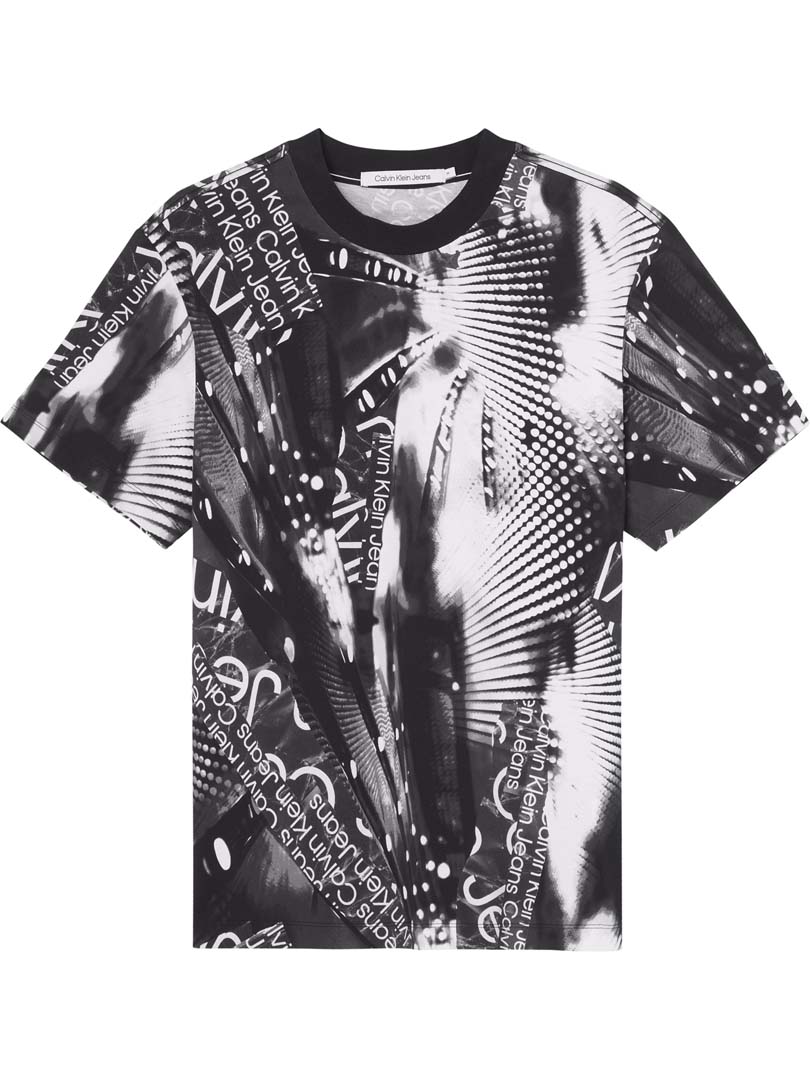 T-SHIRT CAB M/C-DISRUPTED LOGO AOP CK BLACK/WH