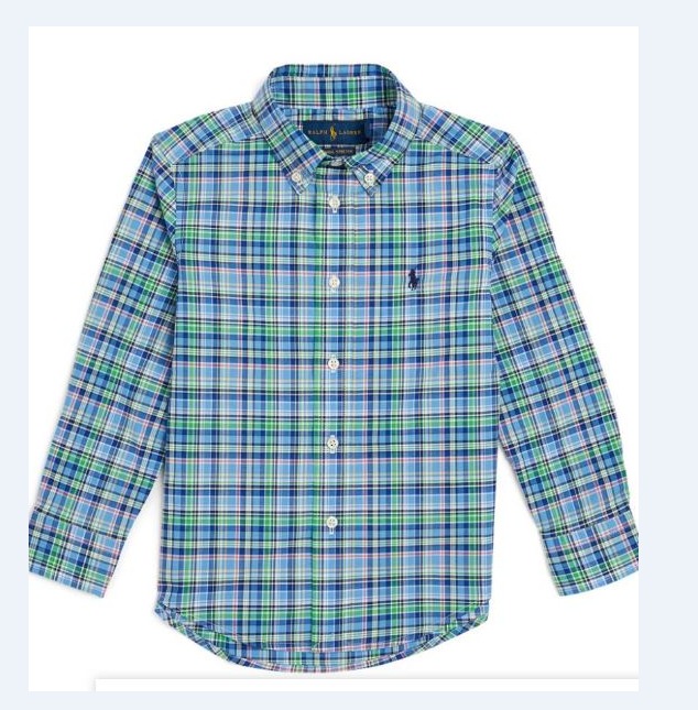 CAMISA M/L BOYS-5456B BLUE/LIME MULTI