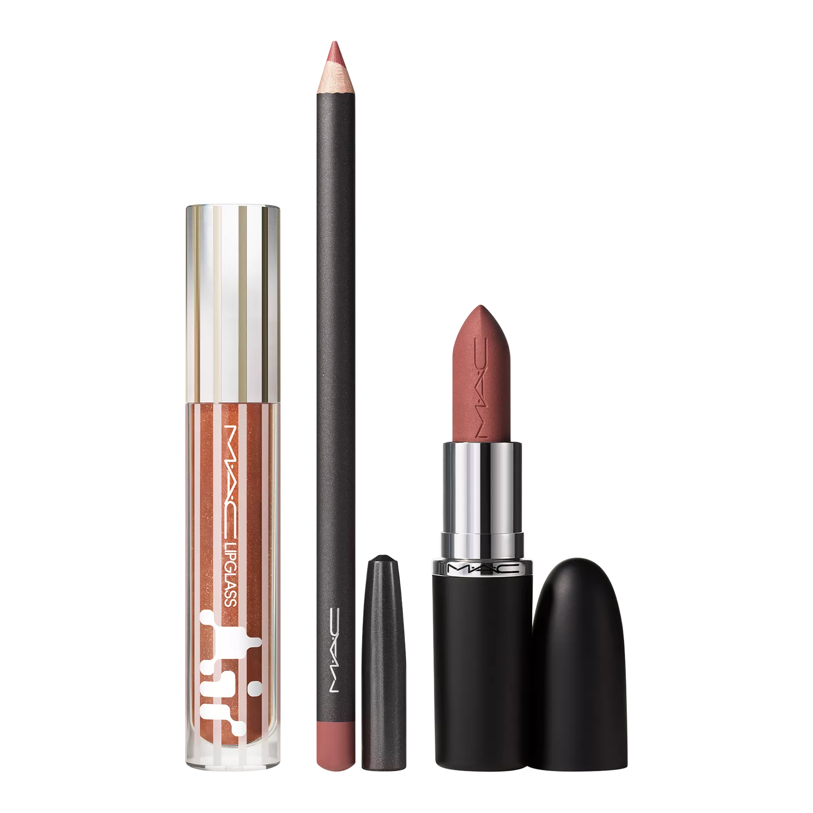 MAC SET Maquillaje Trio de labios tonos nude Labios Whirl Holiday