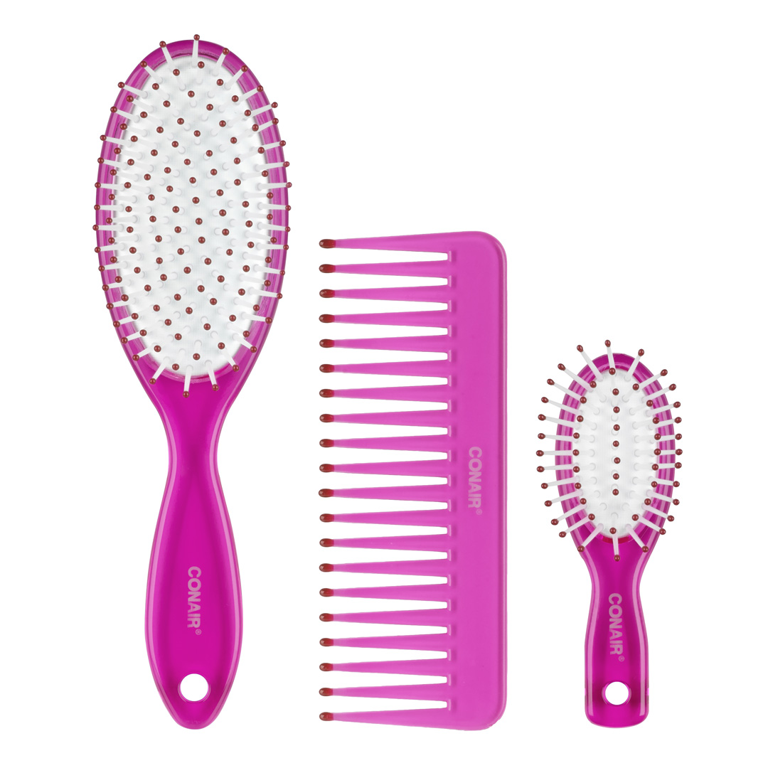 SET CEPILLO Y PEINES MANGO TRANSLUCIDOS