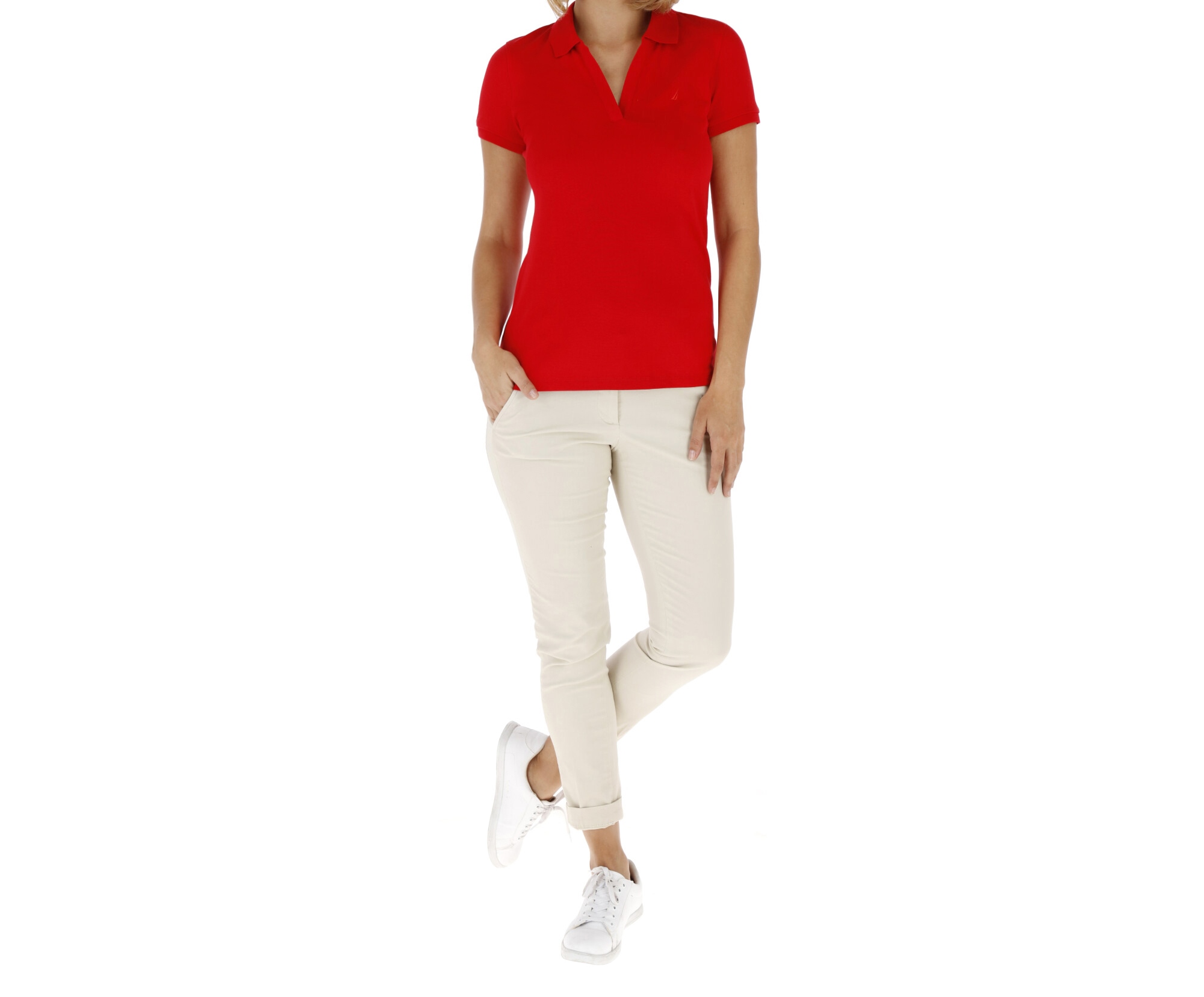 REMERA C/POLO DAMA-BRIGHT RED