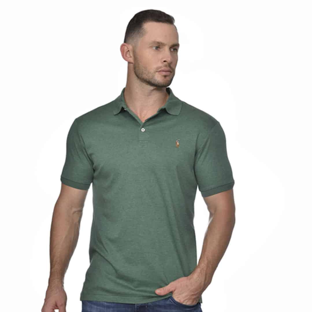 REMERA C/POLO-INTERLOCK C/SLIM-VERANO GREEN HEATHER-S - S