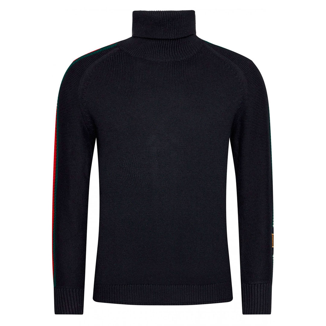 SWEATER ICON TIPPED ROLL NECK CAB.-Desert Sky