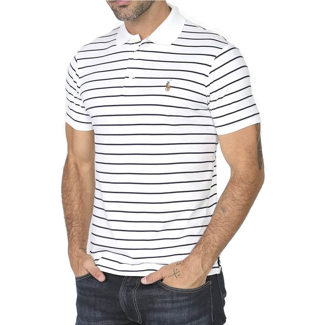REMERA C/POLO-INTERLOCK C/SLIM-WHITE/FRENCH NAVY-S - S