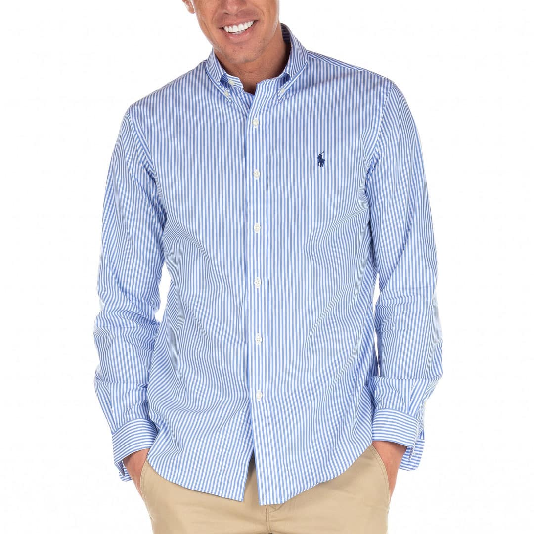 CAMISA M/L RAYAS -LIGHT BLUE/WHITE-S - S