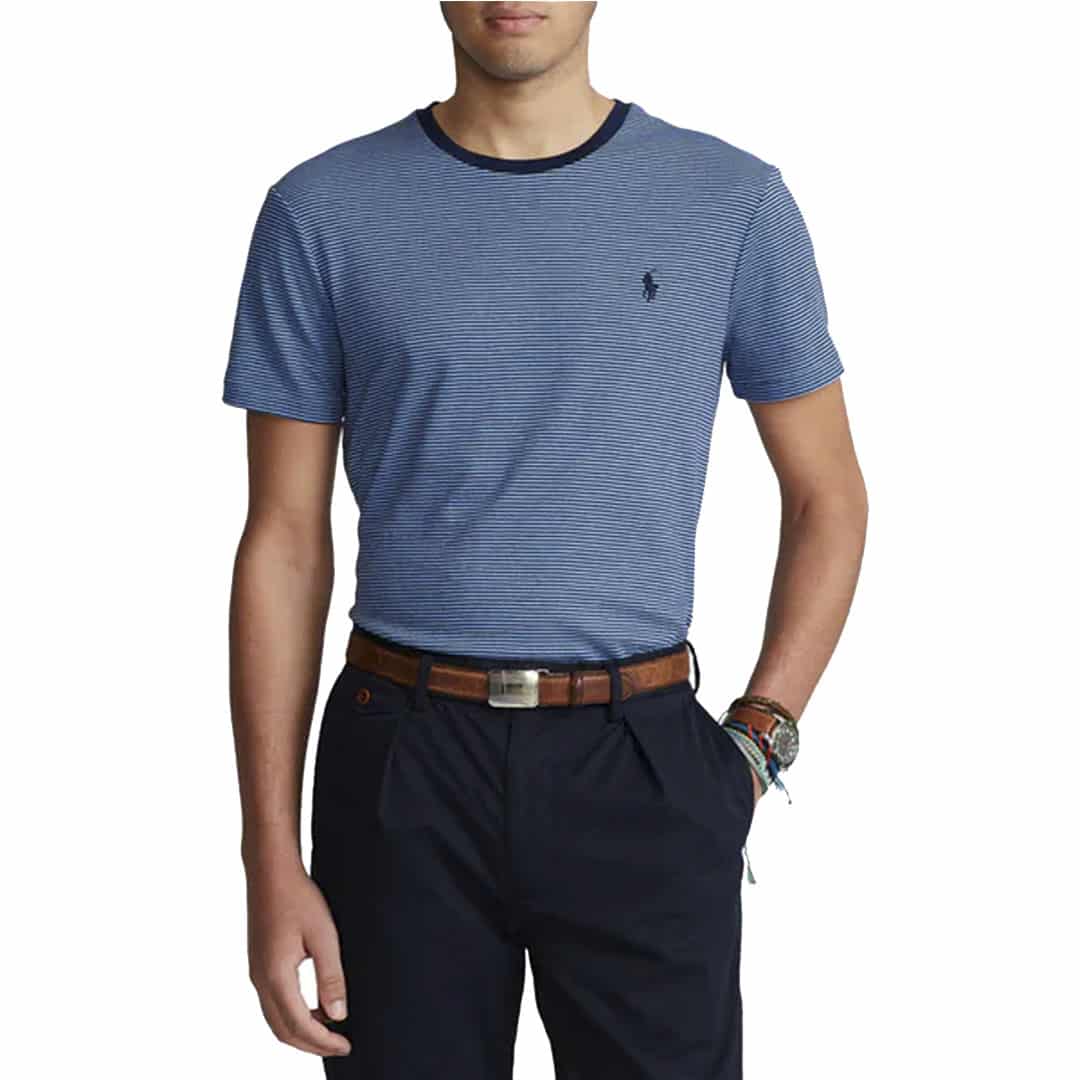 TSHIRT C/SLIM-CABANA BLUE/FRENCH NAVY-S - S