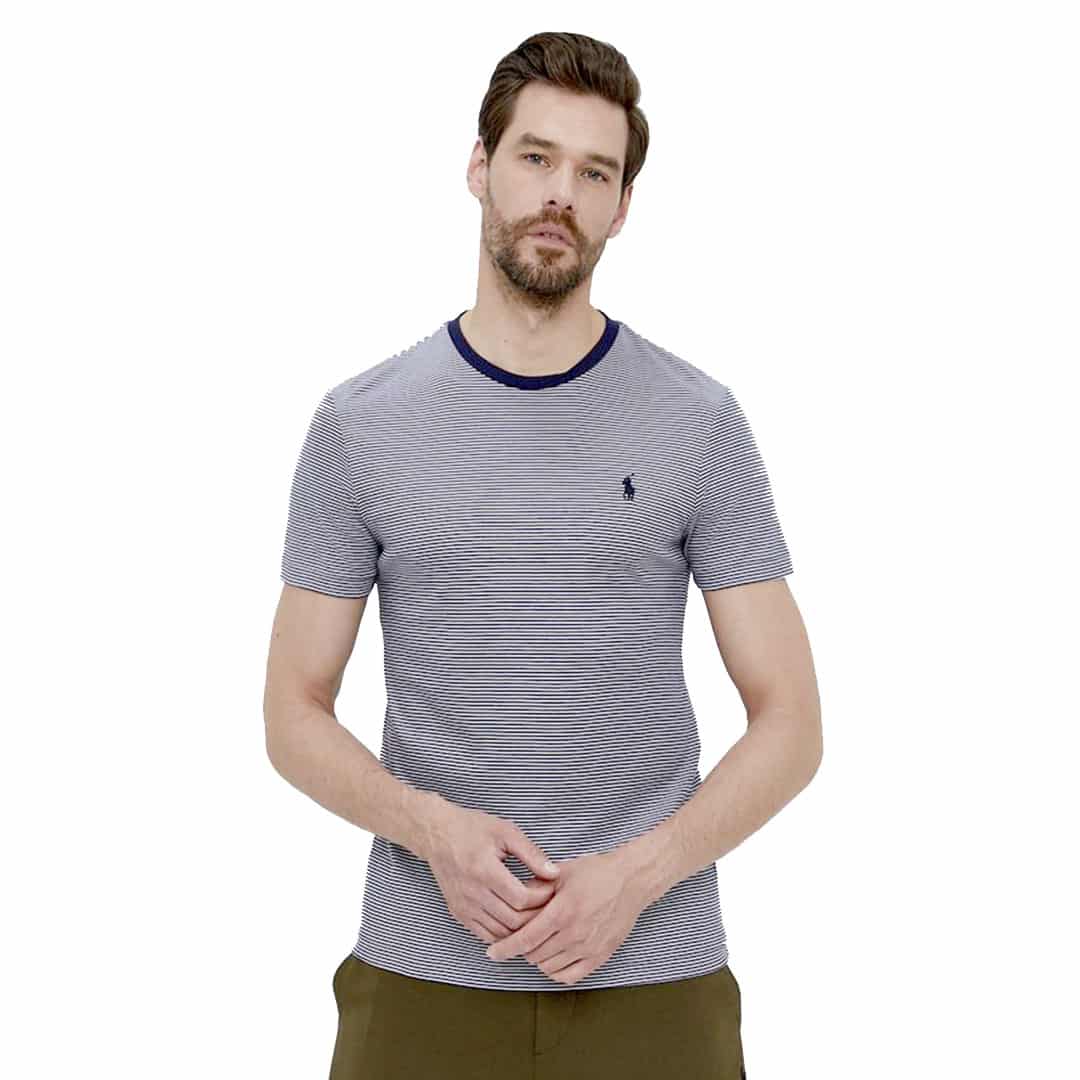 TSHIRT C/SLIM-FRENCH NAVY/WHITE-S - S